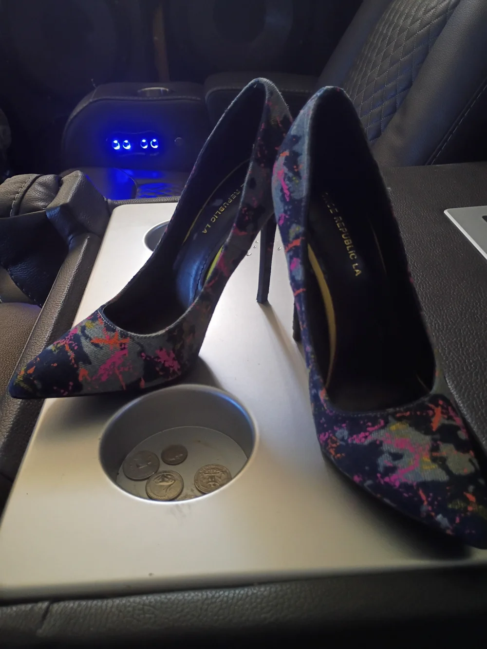 Elegant Black Multi Floral Pointed-Toe Stiletto Heels - Women